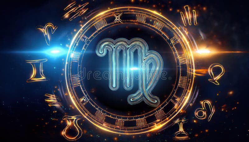 Virgo Zodiac Sign Illustration Surrounded by Astrological Symbols in Vibrant Colors Stock Image - Image of elements, night: 356869507