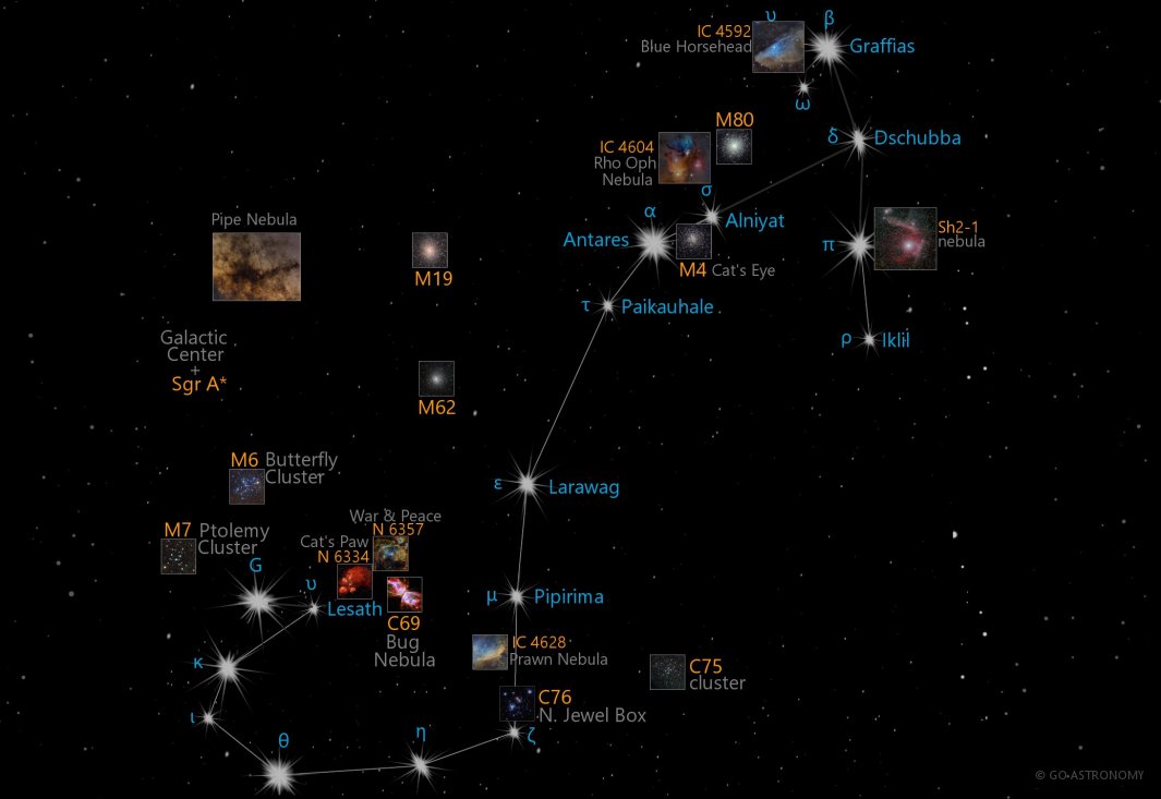 Scorpius Constellation | Star Map & Facts | Go Astronomy
